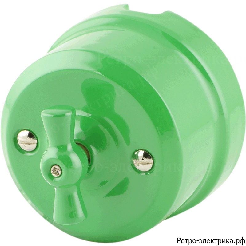 Ретро выключатель одноклавишный проходной, цвет зеленый, интернет магазинМагазин-электрика.рф